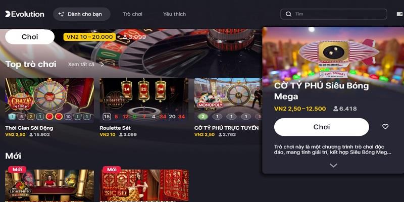 Siêu phẩm EVO đình đám tại Casino Kubet77