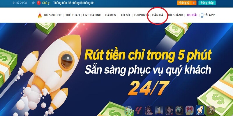 Hướng dẫn các bước truy cập sảnh bắn cá Kubet77 