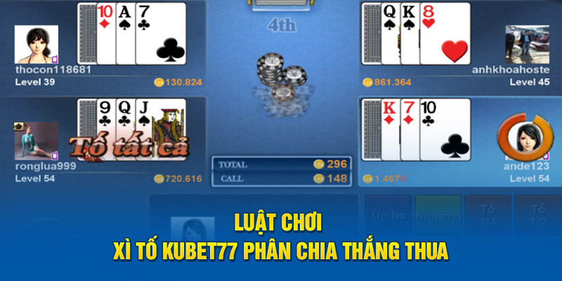 Luật chơi Xì tố Kubet77 phân chia thắng thua